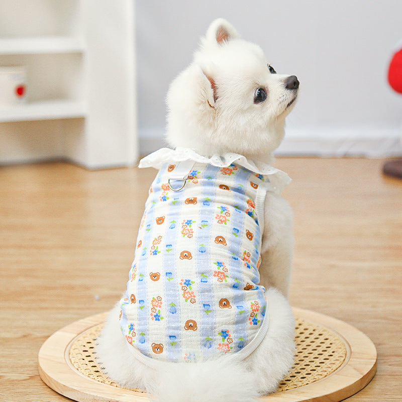 Lightweight Cute Pet Clothes Lace Collar Cartoon Vest