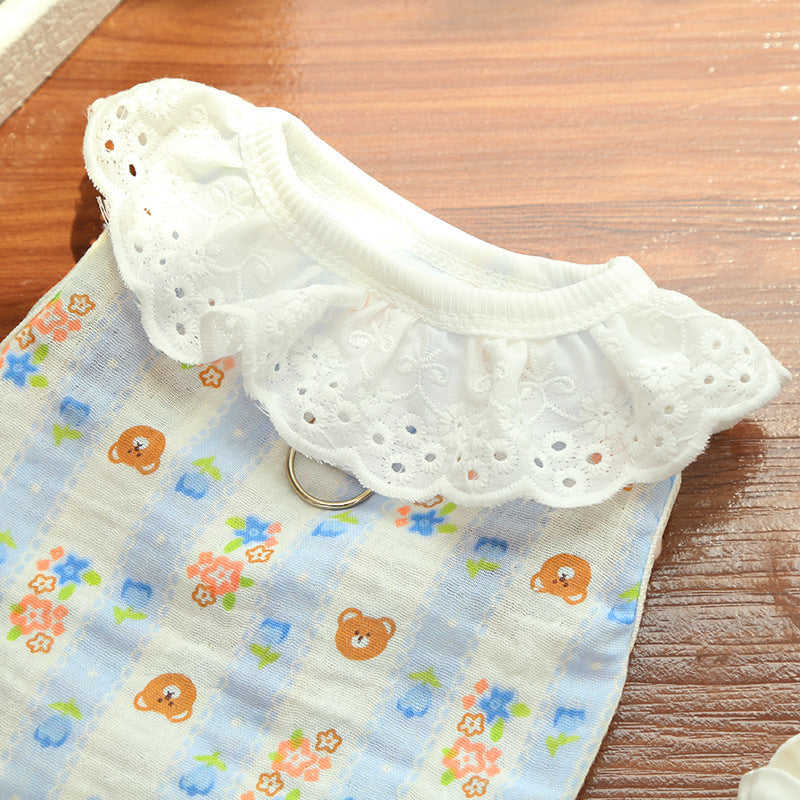 Lightweight Cute Pet Clothes Lace Collar Cartoon Vest