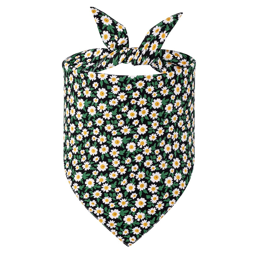 Cotton Floral Dog Bandanas, Pet Triangle Scarf Bibs for Puppy