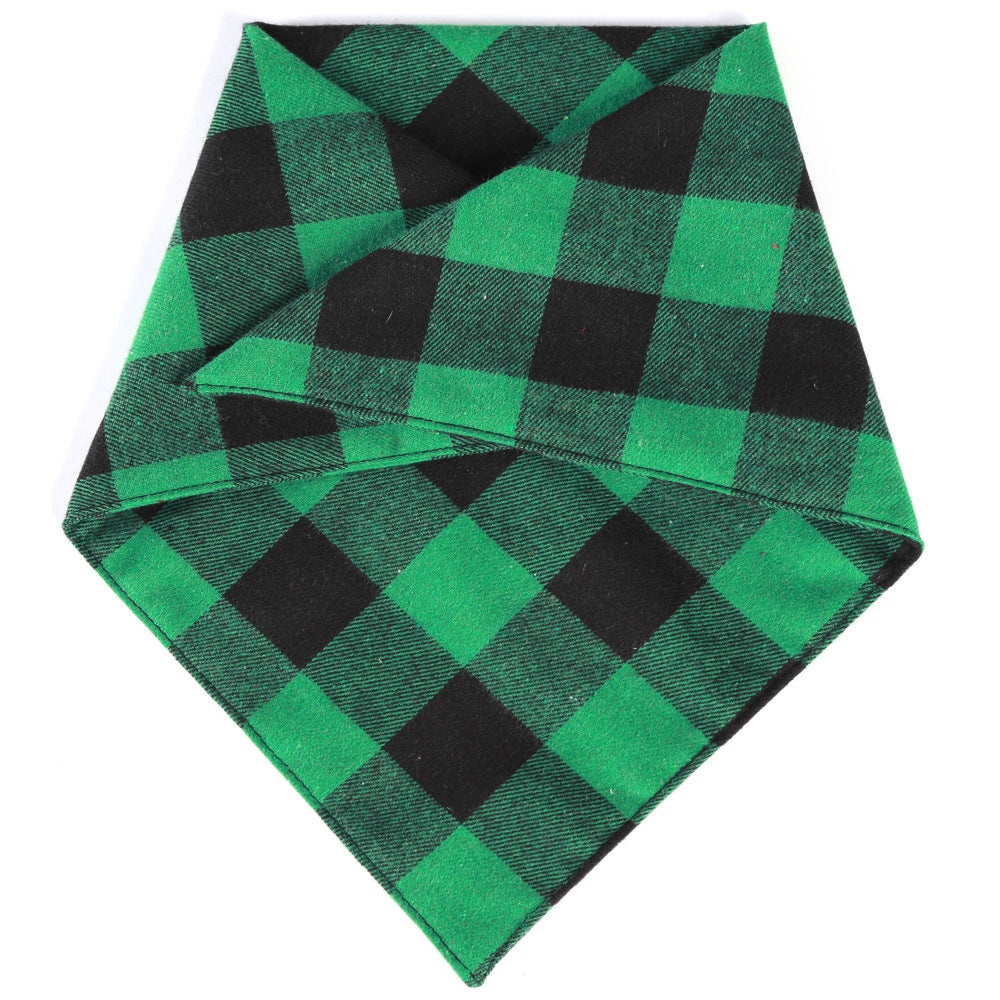 Double Layer Plaid Dog Bandana, Classic Check Pet Triangle Bib Scarf