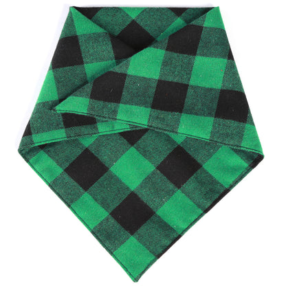 Double Layer Plaid Dog Bandana, Classic Check Pet Triangle Bib Scarf