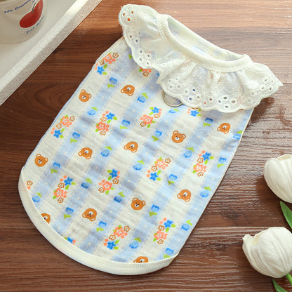Lightweight Cute Pet Clothes Lace Collar Cartoon Vest