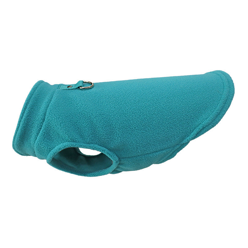 Dog & Cat Solid Color Fleece Vest with Leash Ring