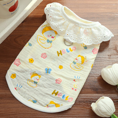 Lightweight Cute Pet Clothes Lace Collar Cartoon Vest