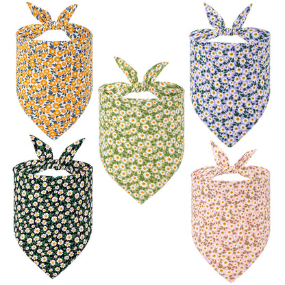 Cotton Floral Dog Bandanas, Pet Triangle Scarf Bibs for Puppy