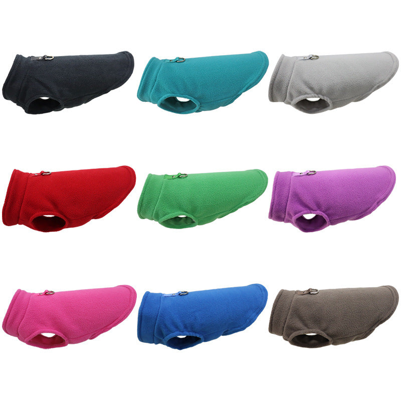 Dog & Cat Solid Color Fleece Vest with Leash Ring