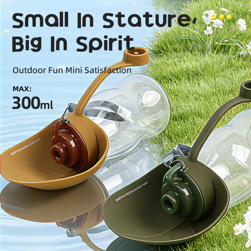Portable Pet Water Dispenser with Foldable Cup Bowl - 300ml Leakproof Travel Bottle for Dogs & Cats