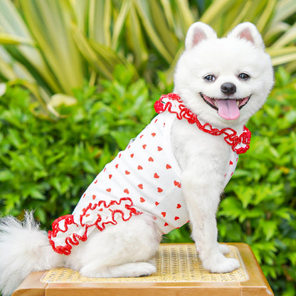 Spring Summer Pet Floral Princess Dress - Breathable Ruffled Dress