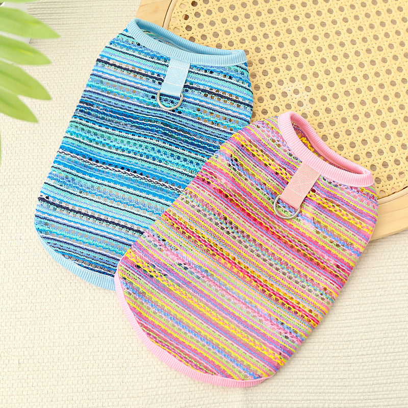 Summer Breeze Striped Pet Harness Shirt