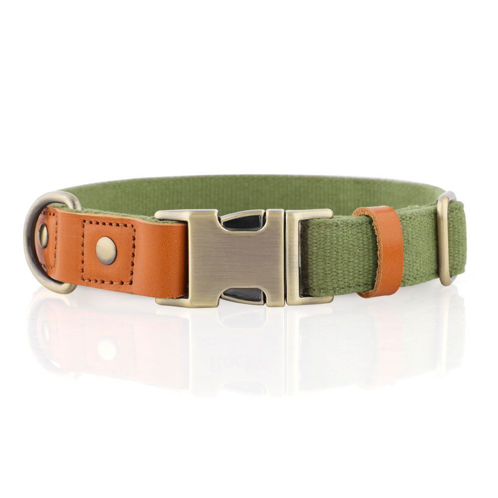 Breathable Natural Hemp Dog Collar, Luxury Leather Spliced Soft Non-Chafing Durable Pet Accessory