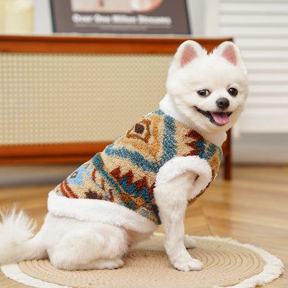 Fair Isle Style Pet Clothes - Warm Fleece Outfit for Cats & Dogs