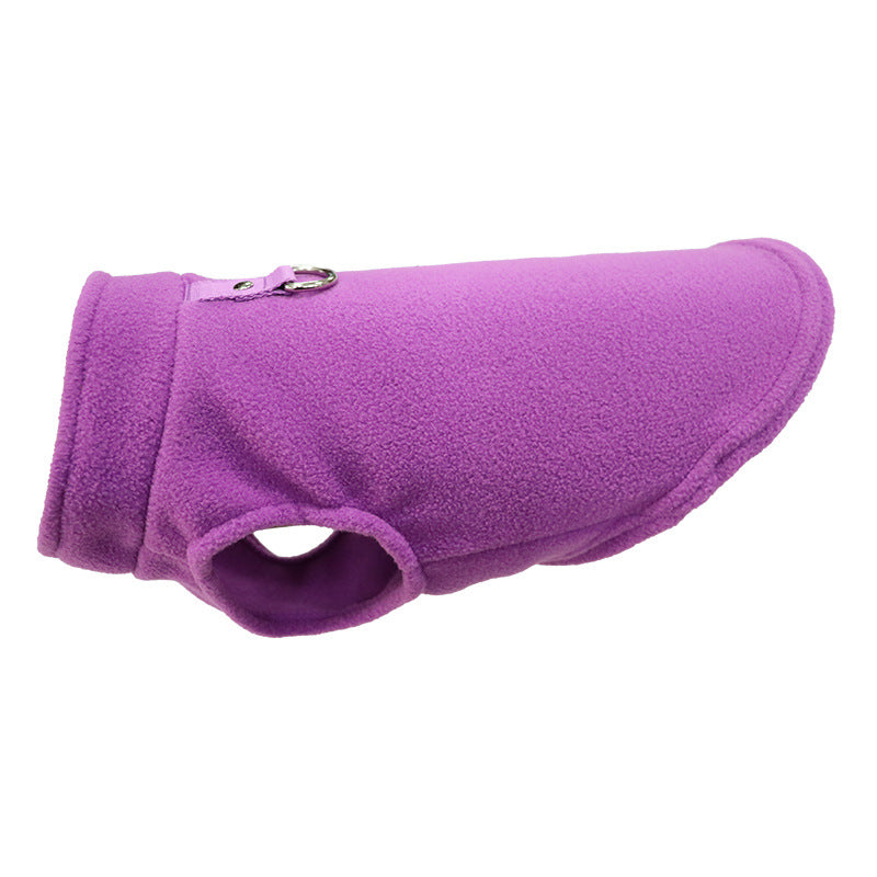 Dog & Cat Solid Color Fleece Vest with Leash Ring