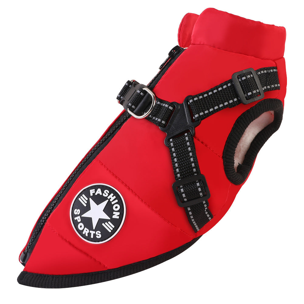 Padded Dog Winter Coat with Built-In Harness