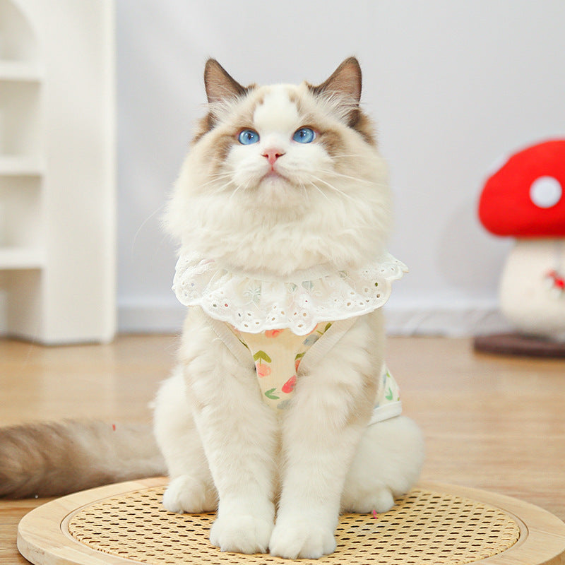 Lightweight Cute Pet Clothes Lace Collar Cartoon Vest