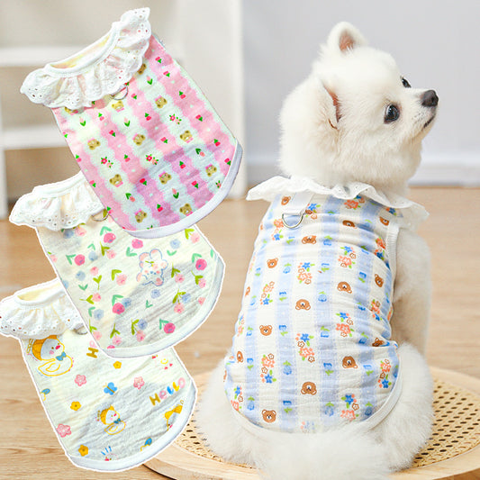 Lightweight Cute Pet Clothes Lace Collar Cartoon Vest