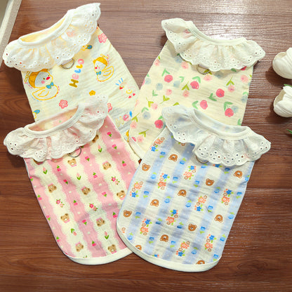 Lightweight Cute Pet Clothes Lace Collar Cartoon Vest