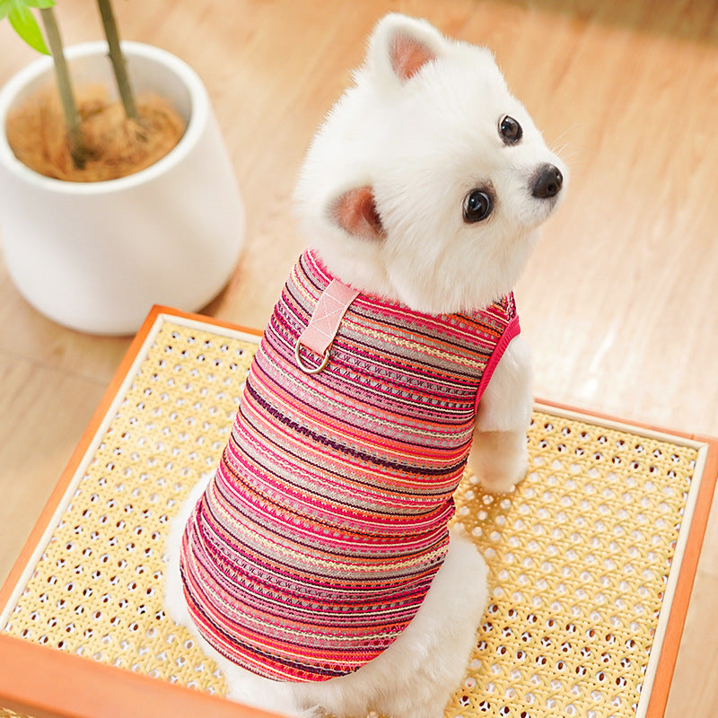 Summer Breeze Striped Pet Harness Shirt