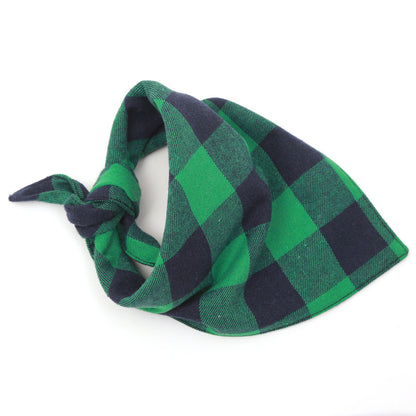 Double Layer Plaid Dog Bandana, Classic Check Pet Triangle Bib Scarf
