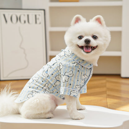 Cute Cartoon Puppy Striped Pet Pajamas – Spring/Summer Home Shirt