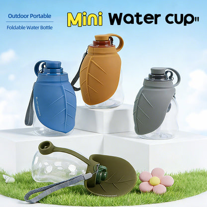 Portable Pet Water Dispenser with Foldable Cup Bowl - 300ml Leakproof Travel Bottle for Dogs & Cats