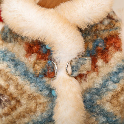 Winter Warm Pet Fair Isle Fleece Cardigan Vest - Dog Coat for Bichon/Teddy