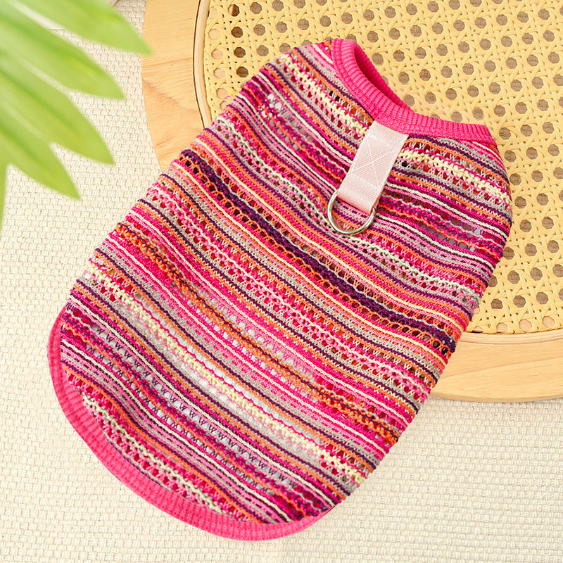 Summer Breeze Striped Pet Harness Shirt