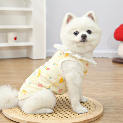 Lightweight Cute Pet Clothes Lace Collar Cartoon Vest