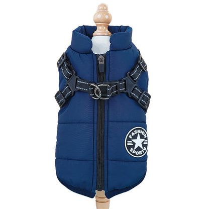 Padded Dog Winter Coat with Built-In Harness