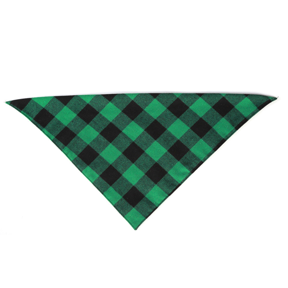 Double Layer Plaid Dog Bandana, Classic Check Pet Triangle Bib Scarf