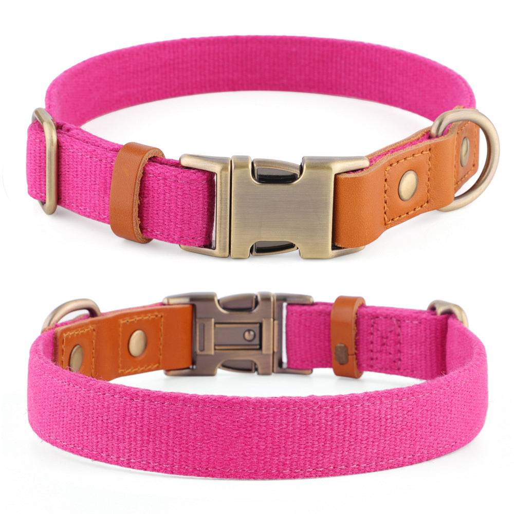 Breathable Natural Hemp Dog Collar, Luxury Leather Spliced Soft Non-Chafing Durable Pet Accessory