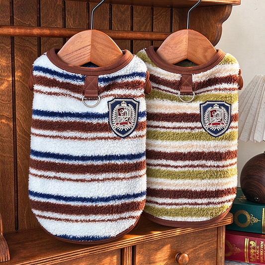 Plush Striped Dog Vest & Ruffle Skirt