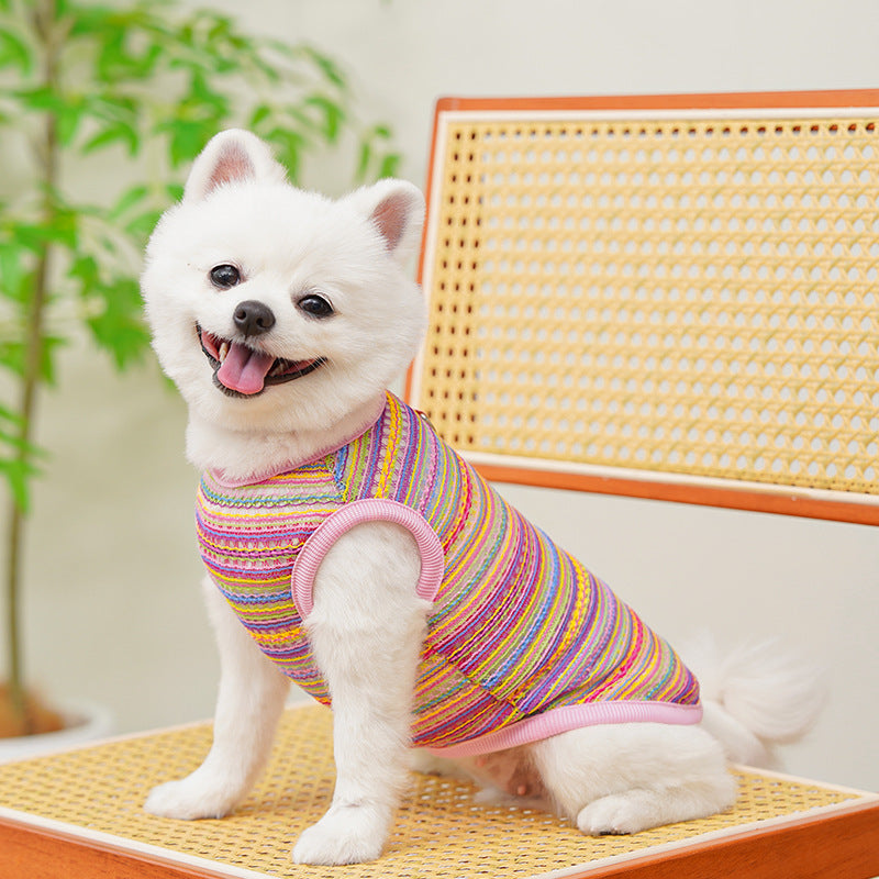 Summer Breeze Striped Pet Harness Shirt