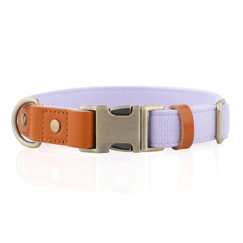 Breathable Natural Hemp Dog Collar, Luxury Leather Spliced Soft Non-Chafing Durable Pet Accessory
