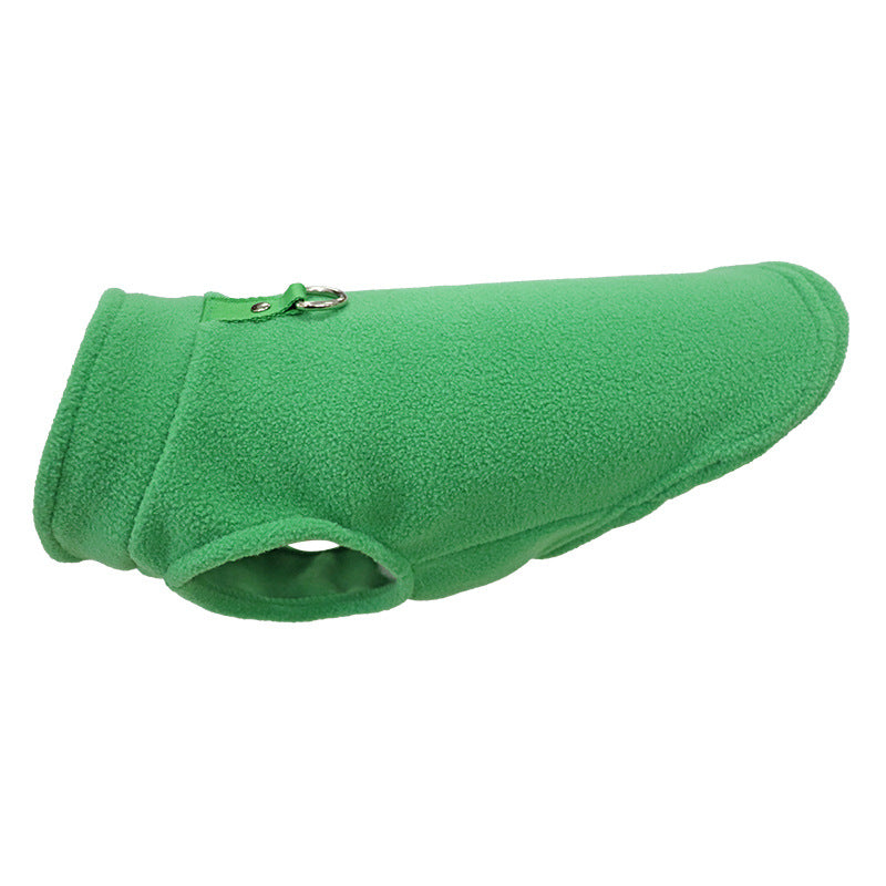 Dog & Cat Solid Color Fleece Vest with Leash Ring