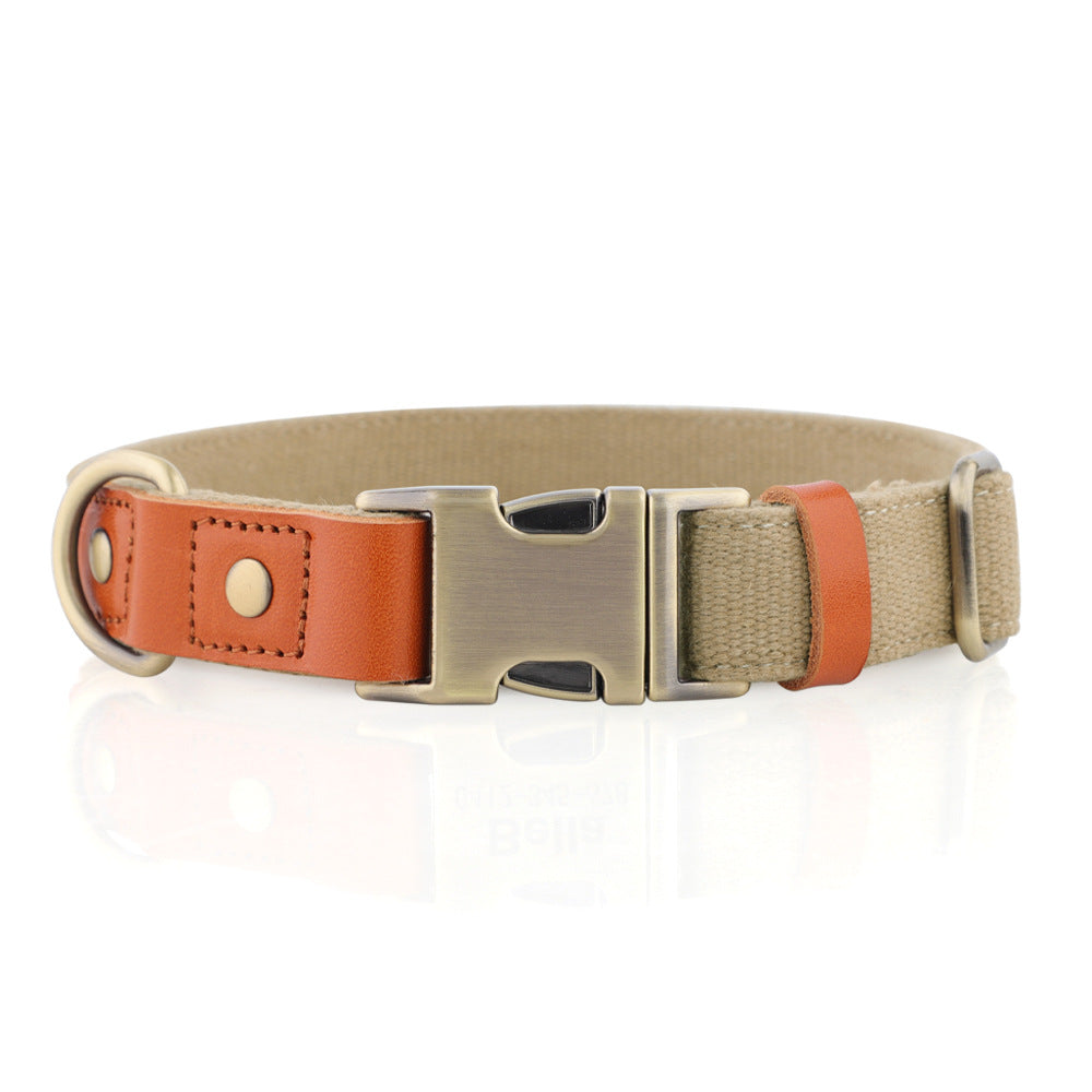 Breathable Natural Hemp Dog Collar, Luxury Leather Spliced Soft Non-Chafing Durable Pet Accessory