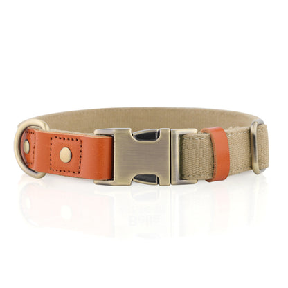 Breathable Natural Hemp Dog Collar, Luxury Leather Spliced Soft Non-Chafing Durable Pet Accessory