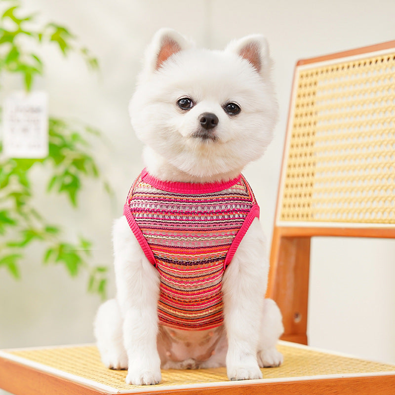 Summer Breeze Striped Pet Harness Shirt