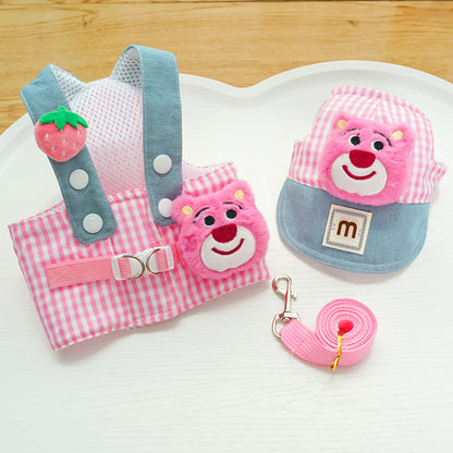 Cute 3-Piece Dog Harness Set with Matching Hat & Leash – Adorable Outfit for Small Dogs