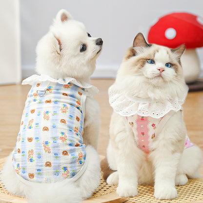 Lightweight Cute Pet Clothes Lace Collar Cartoon Vest