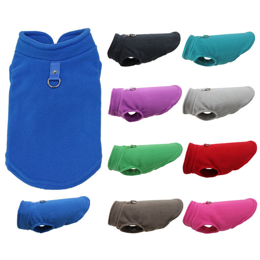 Dog & Cat Solid Color Fleece Vest with Leash Ring