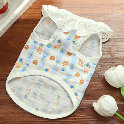 Lightweight Cute Pet Clothes Lace Collar Cartoon Vest