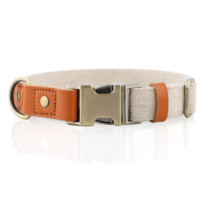 Breathable Natural Hemp Dog Collar, Luxury Leather Spliced Soft Non-Chafing Durable Pet Accessory