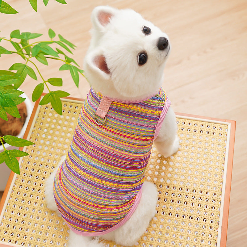 Summer Breeze Striped Pet Harness Shirt