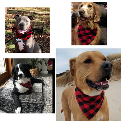 Double Layer Plaid Dog Bandana, Classic Check Pet Triangle Bib Scarf