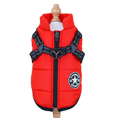 Padded Dog Winter Coat with Built-In Harness