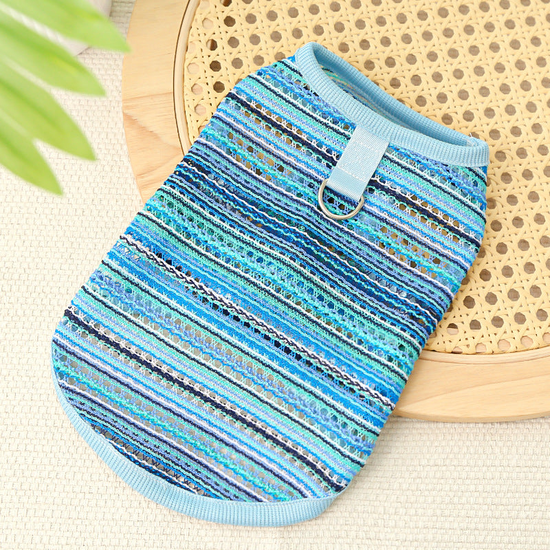 Summer Breeze Striped Pet Harness Shirt