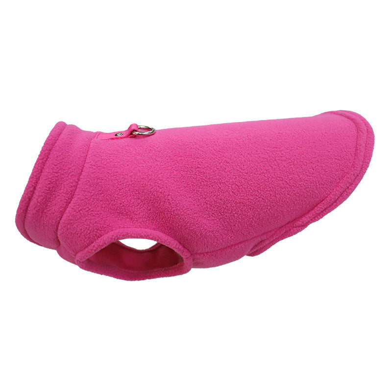 Dog & Cat Solid Color Fleece Vest with Leash Ring