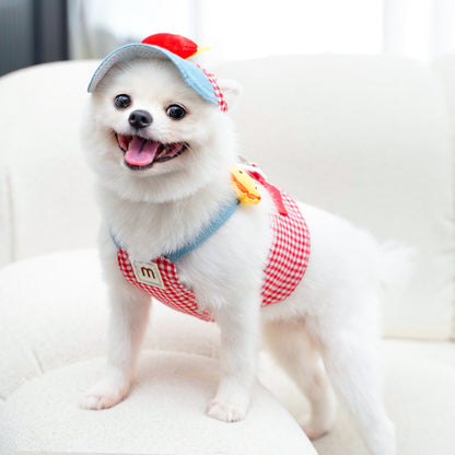 Cute 3-Piece Dog Harness Set with Matching Hat & Leash – Adorable Outfit for Small Dogs
