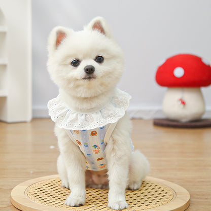 Lightweight Cute Pet Clothes Lace Collar Cartoon Vest
