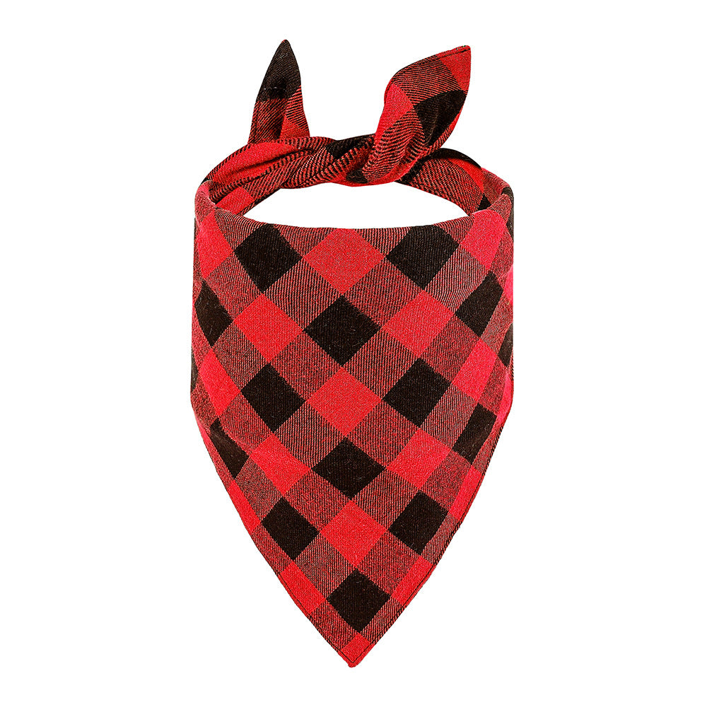 Double Layer Plaid Dog Bandana, Classic Check Pet Triangle Bib Scarf